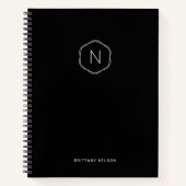 Modern Monogram Octagon Black White Notitieboek (Voorkant)