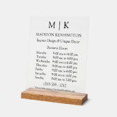 Modern Monogram of voeg Logo-kantooruren toe Acryl Bord (Hoek)