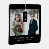 Modern Monogram | Onze eerste Kerstmis met foto's Keramisch Ornament (Rechts)