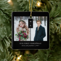Modern Monogram | Onze eerste Kerstmis met foto's