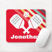 Modern monogram oog vangen Pickleball Rood wit Muismat (Met muis)