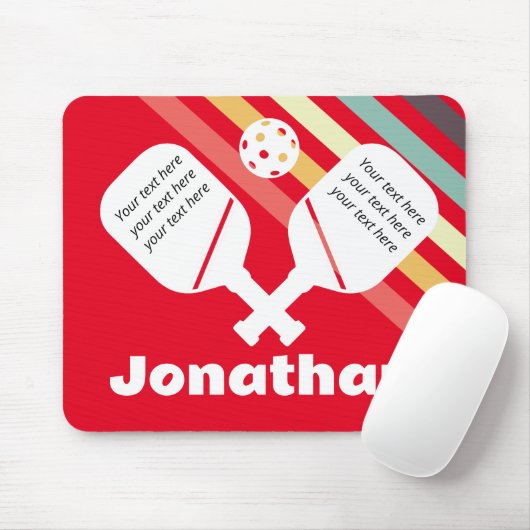 Modern monogram oog vangen Pickleball Rood wit Muismat (Met muis)