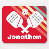 Modern monogram oog vangen Pickleball Rood wit Muismat (Voorkant)