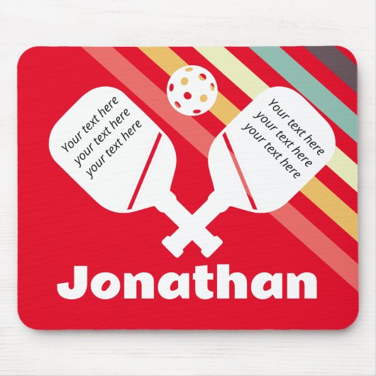 Modern monogram oog vangen Pickleball Rood wit Muismat (Voorkant)