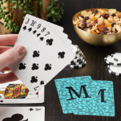 Modern Monogram op Aqua Bladeren Pokerkaarten (Insitu)