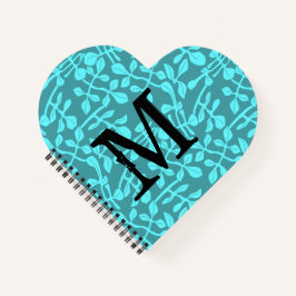 Modern Monogram op Aqua gestileerde bladeren Notitieboek