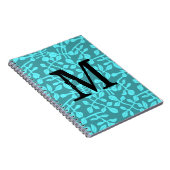 Modern Monogram op gestileerde Aqua bladeren Notitieboek (Rechterzijde)