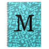 Modern Monogram op gestileerde Aqua bladeren Notitieboek (Voorkant)