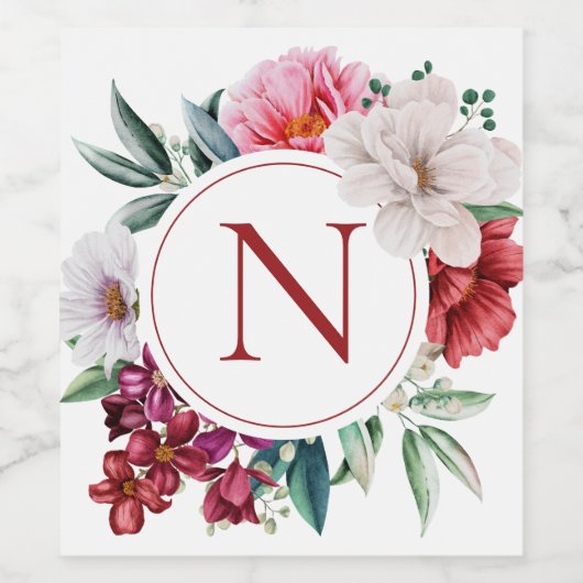 Modern monogram op maat wijn etiket (Enkel label)