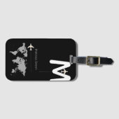 Modern monogram op zwart bagagelabel (Voorkant (horizontaal))