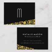 Modern Monogram op zwart | Glitter Polka Dots Visitekaartje (Voorkant / Achterkant)