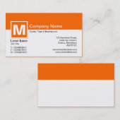 Modern monogram - Oranje en wit Visitekaartje (Voorkant / Achterkant)