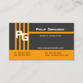 Modern Monogram Oranje Visitekaartje (Voorkant)