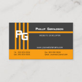 Modern Monogram Oranje Visitekaartje (Voorkant)