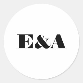 Modern Monogram Paar Initialen Bruiloft Ronde Sticker