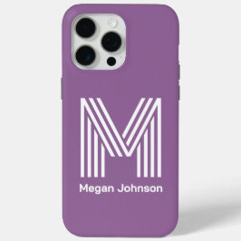 Modern Monogram Paars iPhone 15 Pro Max Hoesje
