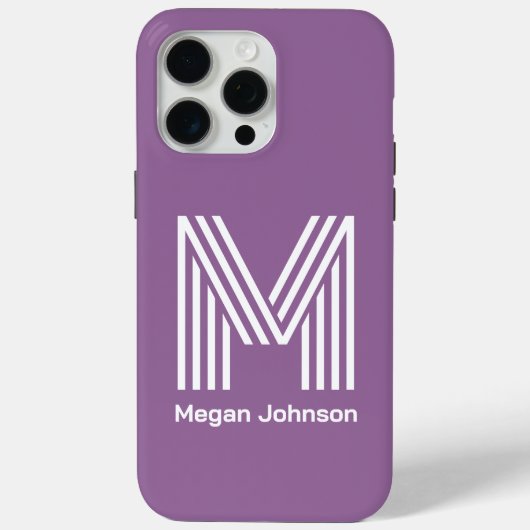 Modern Monogram Paars Case-Mate iPhone Case (Achterkant)