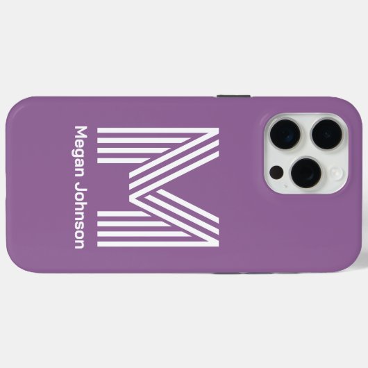 Modern Monogram Paars Case-Mate iPhone Case (Achterkant (horizontaal))