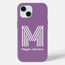 Modern Monogram Paars iPhone 15 Case
