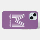Modern Monogram Paars Case-Mate iPhone Case (Achterkant (horizontaal))