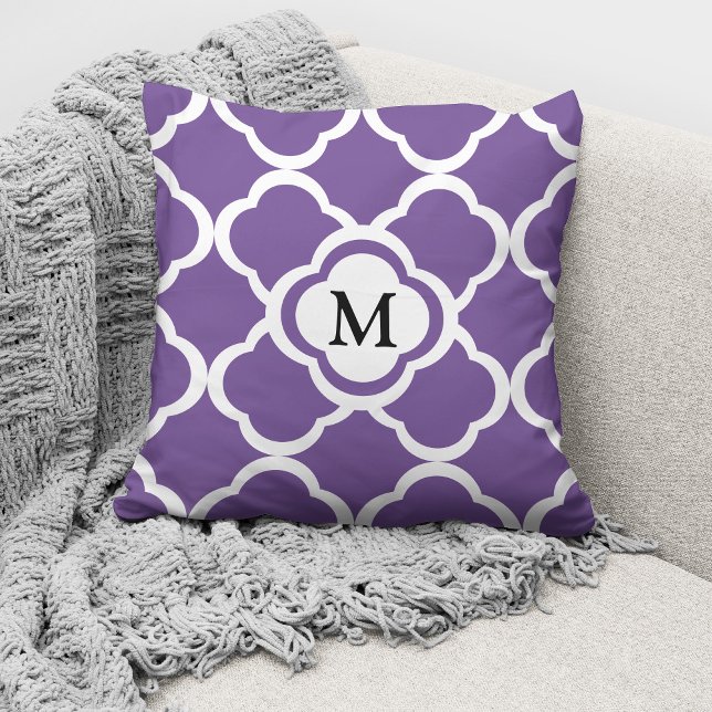 Modern Monogram Paars Patroon Kussen (Creator heeft geüpload)