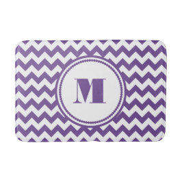 Modern Monogram Paarse Chevron Badmat