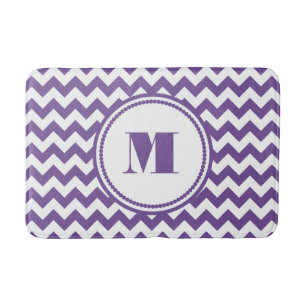 Modern Monogram Paarse Chevron Badmat