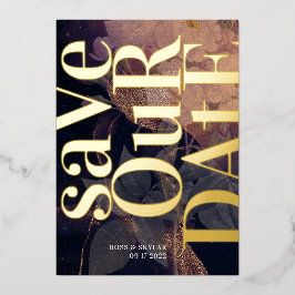 Modern Monogram Paarse Herfst Floral Wedding Folie Uitnodiging