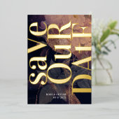 Modern Monogram Paarse Herfst Floral Wedding Folie Uitnodiging (Staand Voorkant)