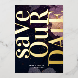 Modern Monogram Paarse Vall Wedding Folie Uitnodiging