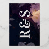 Modern Monogram Paarse Vall Wedding Folie Uitnodiging (Achterkant)