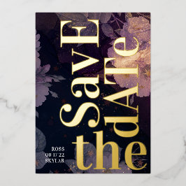 Modern Monogram Paarse Vall Wedding Folie Uitnodiging