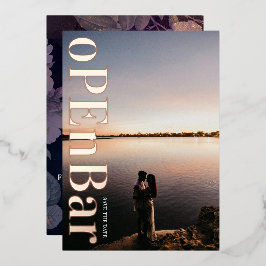 Modern Monogram Paarse Vall Wedding Folie Uitnodiging