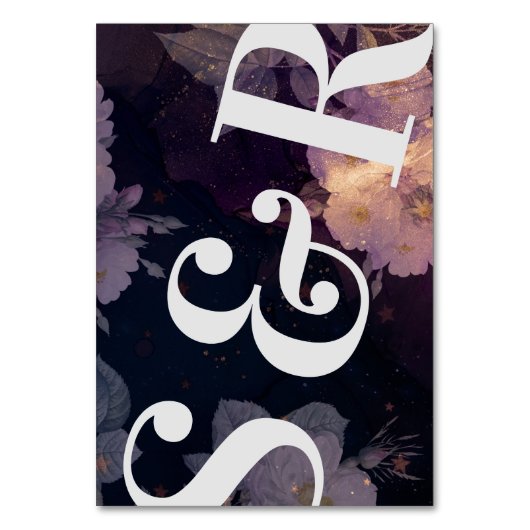 Modern Monogram Paarse Vall Wedding Kaart (Achterkant)