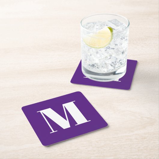 Modern monogram paarse witte aangepaste initiaal l kartonnen onderzetters (Insitu)