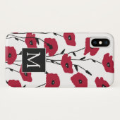 Modern Monogram papavers Patroon Case-Mate iPhone Case (Achterkant (horizontaal))