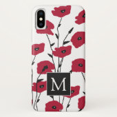 Modern Monogram papavers Patroon Case-Mate iPhone Case (Achterkant)