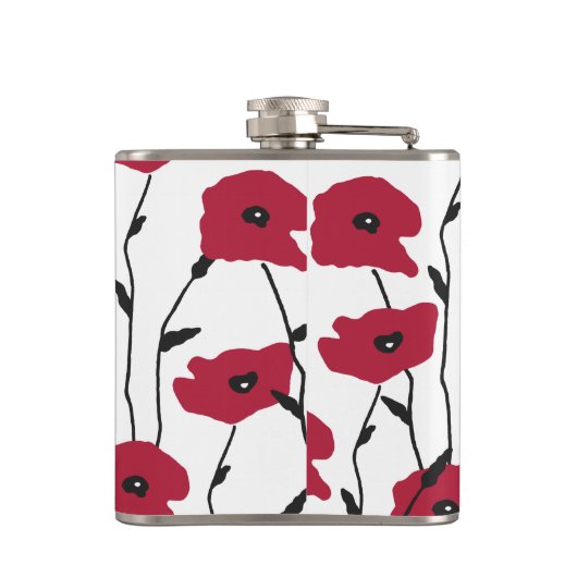 Modern Monogram papavers Patroon Heupfles (Achterkant)