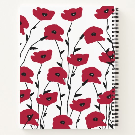 Modern Monogram papavers Patroon Notitieboek (Achterkant)