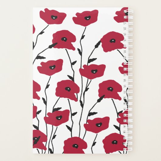 Modern Monogram papavers Patroon Planner (Achterkant)