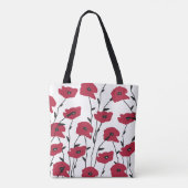 Modern Monogram Papavers Patroon  Tote Bag (Achterkant)