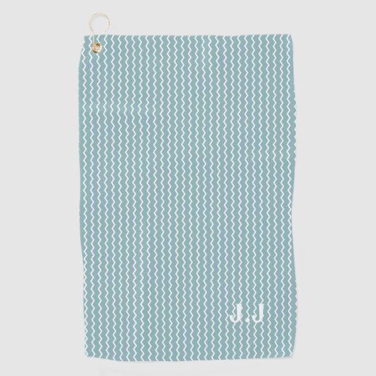 Modern Monogram Pastel Blauw Witte Golf Patroon Golfhanddoek (Voorkant)