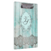 Modern Monogram Patroon Blauw  Hout Klembord (Rechts)