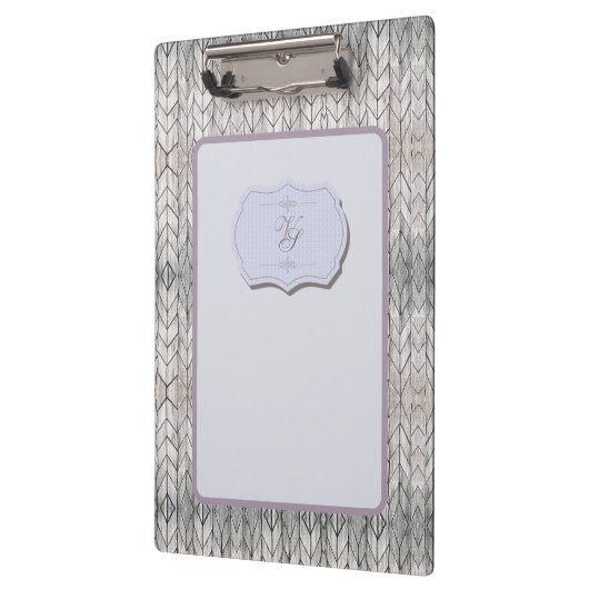 Modern Monogram Patroon grijs Blauw  Hout Klembord (Links)