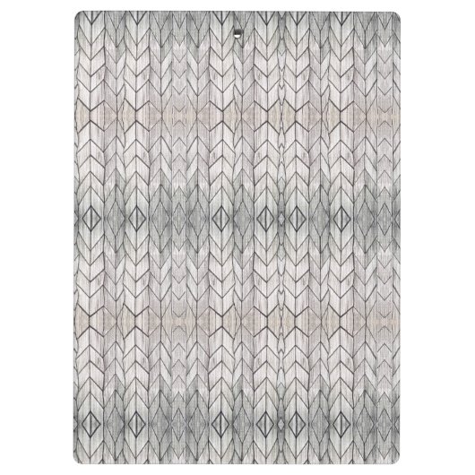 Modern Monogram Patroon grijs Blauw  Hout Klembord (Achterkant)