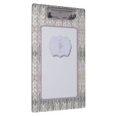 Modern Monogram Patroon grijs Blauw  Hout Klembord (Rechts)