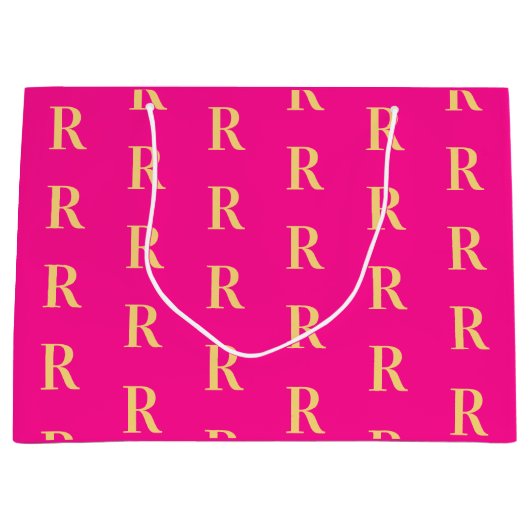 Modern Monogram Patroon Hot Pink Groot Cadeauzakje (Voorkant)