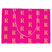 Modern Monogram Patroon Hot Pink Groot Cadeauzakje (Achterkant)