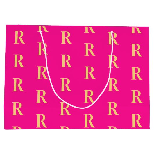 Modern Monogram Patroon Hot Pink Groot Cadeauzakje (Achterkant)
