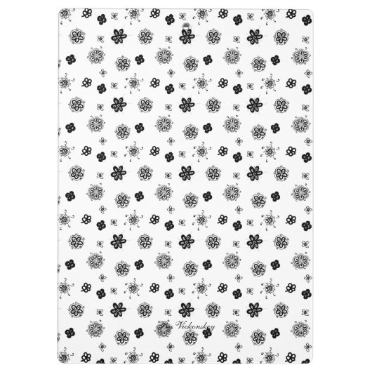 Modern Monogram Patroon Zwart-wit Klembord (Achterkant)